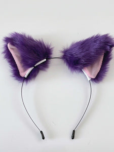 Women Children Fluffy Fur Cat Kitty fox animal Costume Ear Party Hair head band Dark Purple Fur fluffy Ear Headband