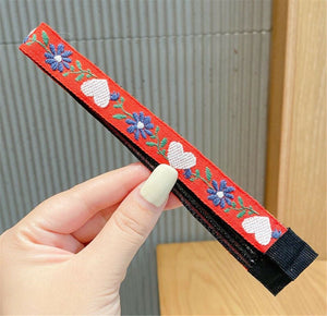 Girl Kids Cute Retro Stick On Cotton Light Embroidery Hair Headband Head band