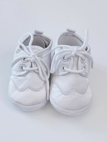 Baby Boy White Or Black Christening Wedding Formal Party Satin First Shoes #10:0-3 Months White