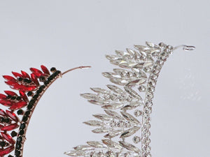 NEW Women Bride Wedding Crystal Red Or Silver Proper Prom Tiara Party High Crown