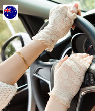 Woman Girl Party Opera Bridal Fancy Costume Lace ruffle Fingerless SHORT Gloves
