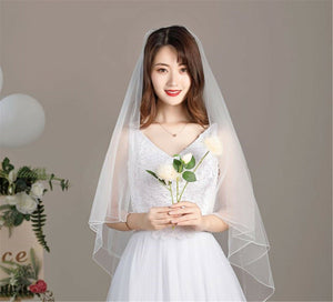 Women White Or Black Bride Wedding Simple Raw Lace Head Hair Veil Without COMB