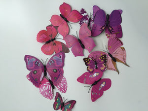 12PC Christmas Wedding Pink / Blue Butterfly Party Wall Sticker Home Decorations