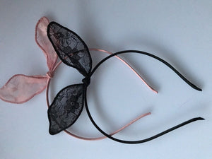 Women Girl Mini Small Bow Bunny ear lace wire Party Hair Band headband Hoop