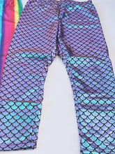 Kid Girls Children Mermaid Scale Shine Rainbow Costume Sea Party Pants leggings