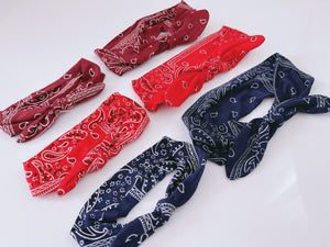 Women OR baby boho Hiphop Paisley Bandana Hair Band Bow knot Cotton Headband