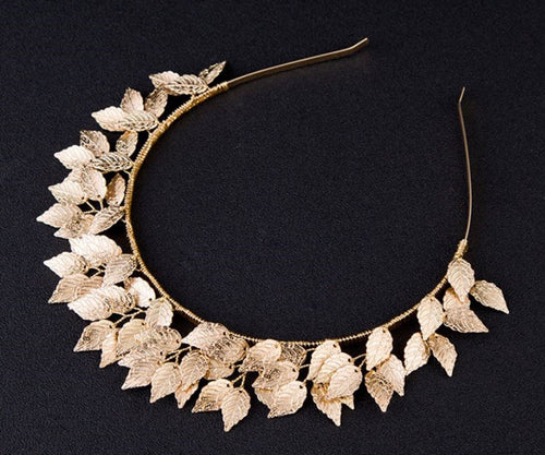 Women Girl Bride Metallic Gold Silver Leaf party hair head band Hoop Crown tiara Gold color leaf headband