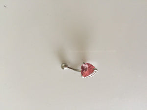 1x Heart 316L Surgical Stainless Steel Belly Navel Bar Body Piercing Jewellery Pink zircon