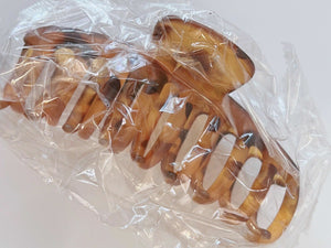 Women Easy Tie up Leopard Black Acetate Tie Up Hair Claw Clip Accessory Clamps Brown Leopard