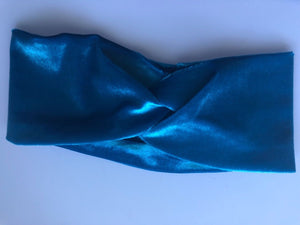 Women Girl Retro boho Velvet 60' 70' 80' Twist Cross Hair Headband wrap Bandana Blue