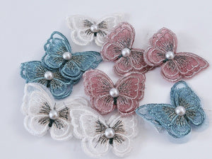 2X Women Lady Girl Fairy Embroidery Lace BUTTERFLY Head Hair side Clips pin