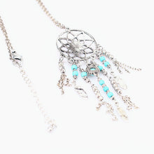 Women Lady Retro BOHO Dream Catcher Turquoise Chain Necklace +Turquoise Earring