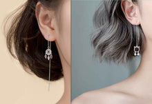 Women Cat Kitty Or Dream Catcher Dangle Small Long Earring Slim Bar Piercing