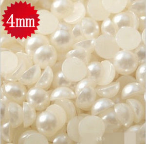 100P White Round Pearl Phone Hair Nail Acrylic Bling DIY Decoration Beads 4mm