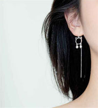 Women Cat Kitty Or Dream Catcher Dangle Small Long Earring Slim Bar Piercing