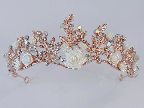 Women Wedding Rose Gold Or Silver Crystal Party Leaf Hair Headband Crown Tiara