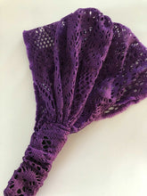 Women Bohemian BOHO Net Lace Wide Hair Bandana Wrap Head band headband Scarf Purple