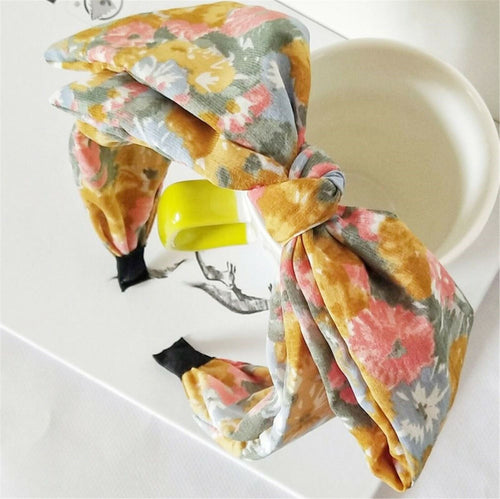 Women Girl Retro Boho Floral Big Bow knot Hair Wide Headband Head Wrap Band hoop