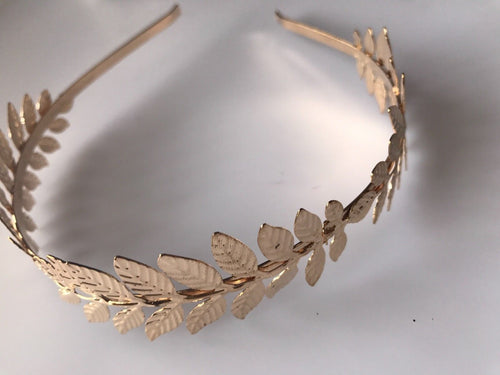 Women Girl Bride Metallic Gold or Silver Leaf party hair head band Hoop Crown Gold color leaf headband