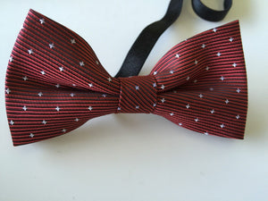 1x Boys Kids Children Party Wedding Dance Silk bow tie Necktie bowtie Dark Red Mini Cross Dots