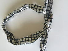 Women Girls Leather Metallic Look Rock star bunny ear Party Hair head band Silver Black Metallic Square Check