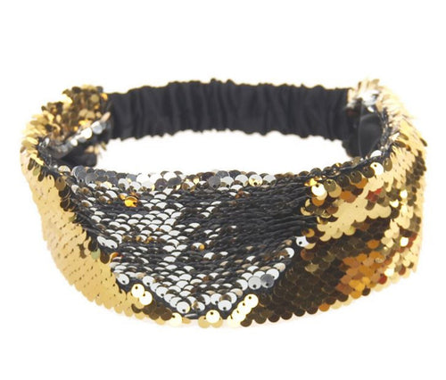 Women Girl Retro Sequins Sequined Bling Dance Party Headband Hair Head Band Gold silver sequins headband