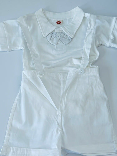 Boy Baby Children Short Sleeves Wedding Formal Romper Shirt Pants Outfits suits Natural White Outfits Set