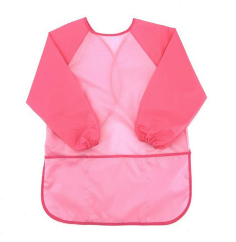 Teen Girl Boy Children Plain simple Bib school Apron Art Paint Smock Shirt 7-14y Light Pink L:8-14 Years