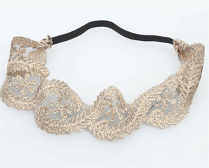 Women Girl Embroidery Boho Retro Lace Floral Headband Elastic Hair Head band Black edge Leaves