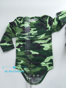 Boy Kid Baby Army Military Party Camouflage Green Camo Romper Bodysuit PROP