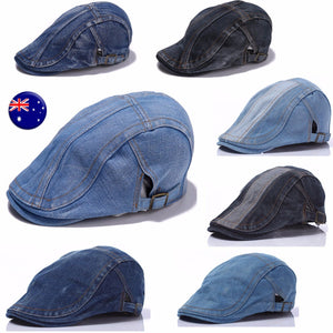 Men Women Retro Fashion Blue Denim French Newsboy Cabbie Artist Hat Cap Beret