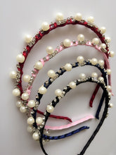 Women Girls Retro Pearl Bride Crystal Bling princess party hair head band Hoop