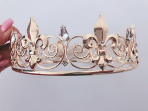 King Queen Round Proper Tiara – Royal Crystal Crown for Party & Special Occasions