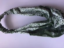 Women Girl Retro Twist cross Hip hop dance Paisley Bandana Hair Headband Scarf Green