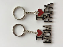 1x I LOVE PAPA or MOM Metal Key Ring Key chain Holder Novelty Mother's day Gift