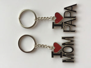 1x I LOVE PAPA or MOM Metal Key Ring Key chain Holder Novelty Mother's day Gift