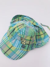 Boys Kids Lion Children Cotton Green Check Travel Neck Cover Sun Hat Cap strap