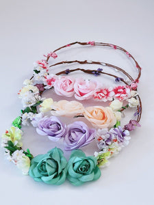 Women Rose Flower Woodland Wedding Beach Tiara Crown hair headband Garland