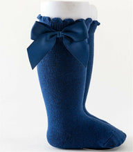 Girls Kid Baby Ruffle Bow knees Calf High Cotton long Socks Tights 0-7 Years