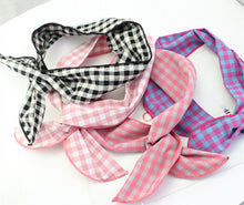 Women Girl Check Wire Bunny Ear adjustable bow scarf Hair head band Wrap