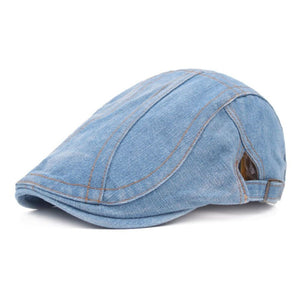 Men Women Retro Fashion Blue Denim French Newsboy Cabbie Artist Hat Cap Beret