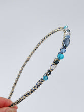 1x Women Girl Lady Colorful Crystal Beads Rhinestone Look Headband Hair Band Blue and Black