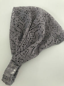 Women Bohemian BOHO Net Lace Wide Hair Bandana Wrap Head band headband Scarf Grey