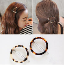 1x Women Girl Leopard Pattern Geometry Acrylic Agate Color Side Hair Pin Clip