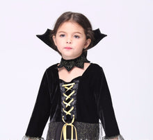 Kid Girl Children Fancy Halloween Party Black Witch Vampire Costume long Dress