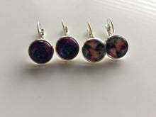 Women Girls Retro BOHO Cameo Round Badge Purple Galaxy Sky friendship Earrings