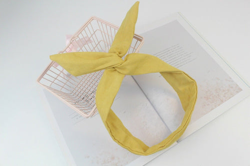 Women Girl synth suede leather Bohemian Wire bow bunny hair head band headband Yellow