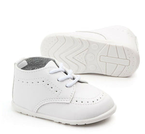 Baby Boy White Black Wedding Formal Party Synthetic leather Rubber Bottom Shoes