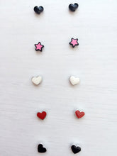 1PAIR Women Teen Fake MAGNETIC Heart star NO Piercing ear Hole studs Earrings