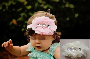 Baby Girl Floral Headband Set - Pearl & Rhinestone Flower Design for Special Occasions